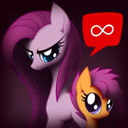 Size: 600x600 | Tagged: artist:cybertronikpony, ask, derpibooru import, icon, infinity, pinkamena diane pie, pinkie pie, safe, scootaloo, tumblr, tumblr:ask sadistic pinkamena, tumblr icon