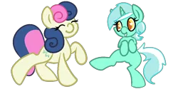 Size: 1000x500 | Tagged: safe, artist:robynne, derpibooru import, bon bon, lyra heartstrings, sweetie drops, earth pony, pony, unicorn, dancing, female, lesbian, lyrabon, mare, shipping