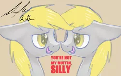 Size: 817x515 | Tagged: safe, artist:strangemoose, derpibooru import, derpy hooves, pegasus, pony, cute, double, female, mare, silly