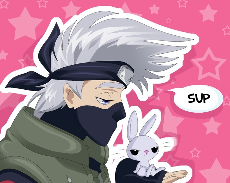 Size: 894x711 | Tagged: angel bunny, artist:nabbiekitty, crossover, derpibooru import, hatake kakashi, naruto, safe