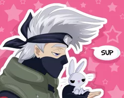 Size: 894x711 | Tagged: angel bunny, artist:nabbiekitty, crossover, derpibooru import, hatake kakashi, naruto, safe