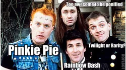 Size: 400x222 | Tagged: adrian edmondson, barely pony related, christopher ryan, comparison, derpibooru import, human, image macro, irl, meta, mike, neil, nigel planer, photo, rik, rik mayall, safe, the young ones, vyvyan