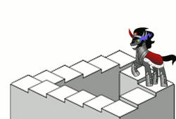 Size: 957x651 | Tagged: animated, derpibooru import, impossible geometry, king sombra, m. c. escher, modern art, optical illusion, penrose stairs, safe, stairs, text, that pony sure does love stairs, wat