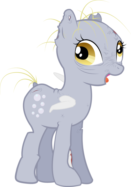 Size: 1376x1961 | Tagged: semi-grimdark, artist:colgatefim, derpibooru import, derpy hooves, ditzy doo, ghoul, pegasus, pony, undead, fallout equestria, bald, female, mare, simple background, solo, transparent background, vector, vile, what has science done