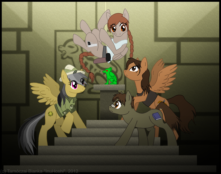 Size: 1024x806 | Tagged: artist:inuhoshi-to-darkpen, crossover, daring do, derpibooru import, lara croft, ponified, safe, source needed, tomb raider