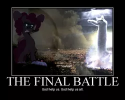 Size: 750x600 | Tagged: safe, artist:ponyweed, derpibooru import, pinkie pie, pony, eyelights, giant pony, image macro, longcat, meme, motivational poster, tacgnol