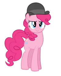 Size: 511x640 | Tagged: bowler, derpibooru import, mmmystery on the friendship express, pinkie pie, safe, simple background, solo, transparent background, vector