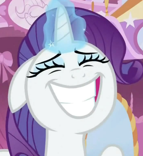 Size: 457x500 | Tagged: safe, derpibooru import, screencap, rarity, pony, unicorn, eyes closed, female, grin, mare, out of context, solo