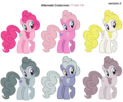 Size: 3000x2500 | Tagged: safe, artist:moongazeponies, artist:pika-robo, derpibooru import, limestone pie, marble pie, pinkie pie, surprise, earth pony, pony, alternate costumes, discorded, female, g1, g1 to g4, g3, g3 to g4, g4, generation leap, mare, palette swap, recolor, simple background, transparent background, vector