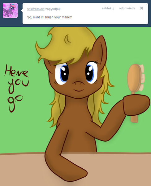 Size: 650x800 | Tagged: angel wing, artist:hedzio, ask, brush, derpibooru import, hairbrush, safe, tumblr