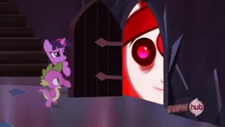 Size: 854x480 | Tagged: creepy, dark shining armor, derpibooru import, evil, evil shining armor, exploitable meme, grimdark, insanity, meme, nightmare wall, psycho, psychotic, shining armor, slasher smile, spike, the scary door, twilight sparkle, twily face