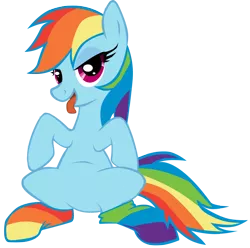 Size: 836x828 | Tagged: suggestive, artist:polar-pixel, derpibooru import, rainbow dash, pegasus, pony, bedroom eyes, clothes, featureless crotch, female, hooves, mare, open mouth, rainbow socks, simple background, sitting, socks, solo, striped socks, tongue out, transparent background, vector, wings