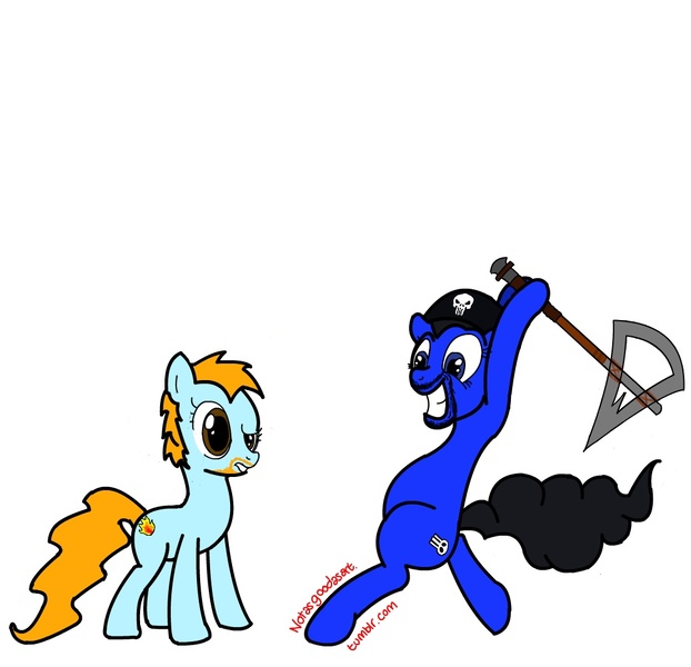 Size: 1036x1000 | Tagged: artist:jazzandpencilcases, axe, derpibooru import, matt, pat, ponified, safe, two best friends play