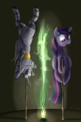 Size: 800x1200 | Tagged: artist:cheshiresdesires, candle, derpibooru import, meditating, safe, twilight sparkle, zebra, zecora