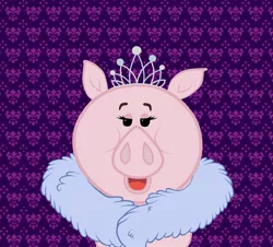 Size: 1720x1557 | Tagged: abstract background, artist:bpie, derpibooru import, feather boa, lidded eyes, pig, safe, solo, tiara