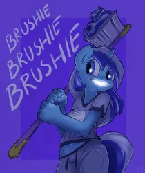 Size: 839x1000 | Tagged: safe, artist:atryl, derpibooru import, minuette, anthro, brushie, brushie brushie, ear fluff, smiling, solo, toothbrush