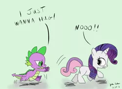 Size: 960x704 | Tagged: safe, artist:judhudson, derpibooru import, rarity, spike, sweetie belle, colored, female, interspecies, male, recolor, shipping, sparity, spikebelle, straight