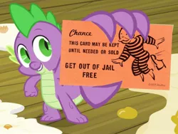 Size: 2048x1536 | Tagged: derpibooru import, dragon, edit, edited screencap, exploitable meme, male, meme, monopoly, safe, screencap, spike at your service, spike card meme