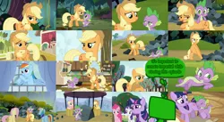 Size: 1280x700 | Tagged: safe, derpibooru import, edit, edited screencap, screencap, applejack, fluttershy, pinkie pie, rainbow dash, rarity, spike, twilight sparkle, dragon, earth pony, pony, spike at your service, female, male, mare, scrunchy face, shipping, spike gets all the mares, the weaver