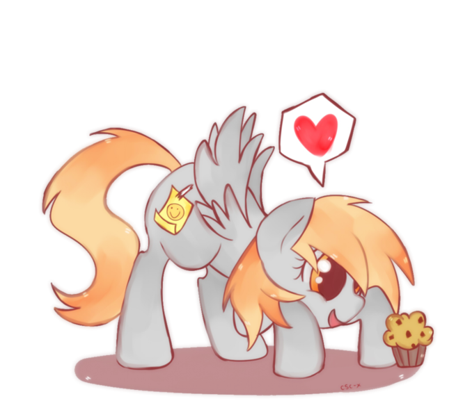 Size: 800x708 | Tagged: artist:csc-x, derpibooru import, derpy hooves, filly, muffin, safe, that pony sure does love muffins