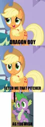 Size: 548x1525 | Tagged: safe, derpibooru import, applejack, spike, spike at your service, applespike, female, image macro, male, shipping, straight, the princess bride