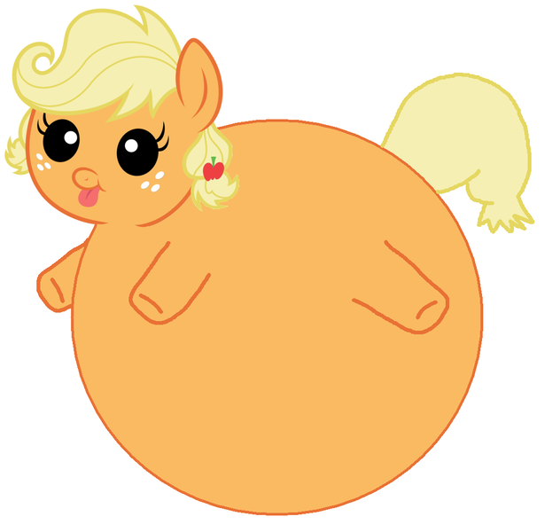 Size: 1057x1004 | Tagged: safe, derpibooru import, applejack, earth pony, pony, :p, babyjack, circle tool, foal, inflation, simple background, smiling, solo, tongue out, wat, white background