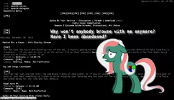 Size: 1296x742 | Tagged: abandoned, browser ponies, computer, depression, edit, equestria daily, internet browser, links2, linux, meta, pony creator, safe, solo, terminal, text, website