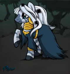 Size: 727x761 | Tagged: alternate hairstyle, artist:pain-hyena, costume, derpibooru import, nightmare night, safe, solo, zebra, zecora