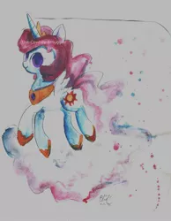 Size: 1492x1924 | Tagged: artist:iamthecowboysmuggler, princess celestia, safe, smiling, traditional art, watercolor painting