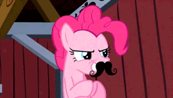 Size: 848x480 | Tagged: animated, dastardly, derpibooru import, moustache, pinkie pie, plotting, safe, solo, spike at your service