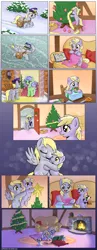 Size: 1200x3080 | Tagged: safe, artist:muffinshire, derpibooru import, derpy hooves, dinky hooves, tealove, pony, :q, bipedal, blizzard, book, christmas, christmas tree, clothes, comic, competition:derpibooru 2012, cookie, cute, derpabetes, dinkabetes, doll, eating, equestria's best daughter, equestria's best mother, eyes closed, feels, fire, fireplace, flying, frown, hearth's warming eve, heartwarming, holiday, hoof hold, hot chocolate, hug, knitting, mailpony, mother and daughter, muffinshire is trying to murder us, nom, nuzzling, open mouth, plushie, present, prone, reading, scarf, smiling, snow, snowfall, stars, tongue out, tree, wink