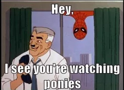 Size: 500x362 | Tagged: 60s spider-man, barely pony related, derpibooru import, image macro, j. jonah jameson, meme, safe, spider-man