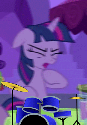Size: 290x419 | Tagged: safe, derpibooru import, edit, edited screencap, screencap, twilight sparkle, a canterlot wedding, animated, drums, eyes closed, floppy ears, loop, offscreen character, solo focus