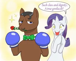 Size: 1000x800 | Tagged: artist:rautakoura, boxing gloves, crossover, derpibooru import, dudley, ponified, rarity, rose, safe, street fighter