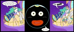 Size: 2000x875 | Tagged: derpibooru import, dragonball z abridged, exploitable meme, meme, mr. popo, princess celestia, safe, team four star, telescope meme