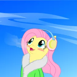 Size: 4109x4109 | Tagged: safe, artist:vasillium, derpibooru import, fluttershy, absurd resolution, clothes, earmuffs