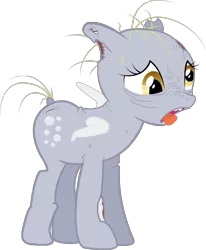 Size: 1533x1856 | Tagged: semi-grimdark, artist:colgatefim, derpibooru import, derpy hooves, ditzy doo, ghoul, pegasus, pony, undead, fallout equestria, bald, female, mare, simple background, solo, tongue out, transparent background, vector, what has science done