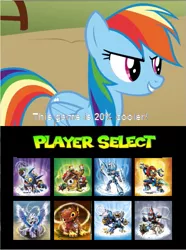 Size: 533x718 | Tagged: chill, derpibooru import, flashwing, fright rider, game, hot-dog, jet-vac, mario kart, meme, pop fizz, rainbow dash, safe, shroom boom, skylanders, sprockett