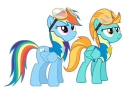 Size: 8000x6000 | Tagged: absurd resolution, artist:asurroca, derpibooru import, goggles, lightning dust, rainbow dash, safe, simple background, transparent background, vector, wonderbolt trainee uniform