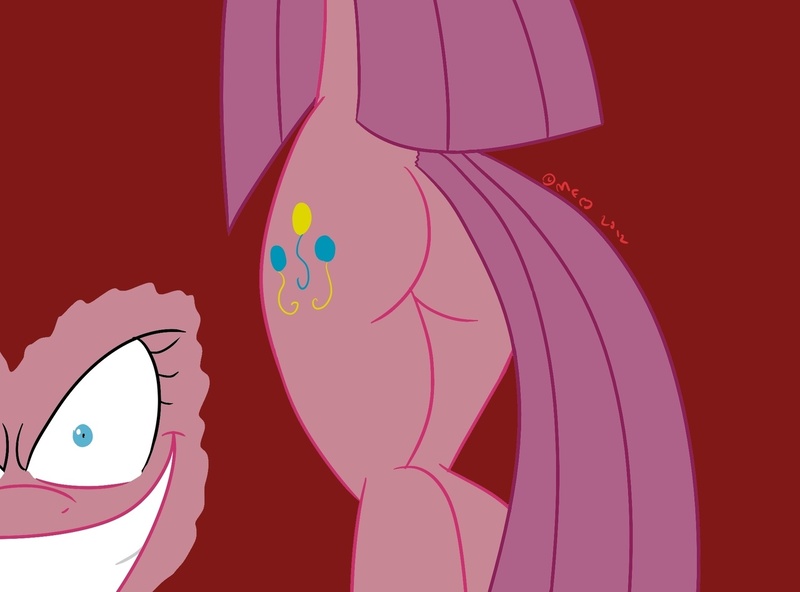 Size: 1280x947 | Tagged: anthro, artist:mofetafrombrooklyn, ass, derpibooru import, female, pinkamena diane pie, pinkie pie, questionable, simple background, solo, solo female