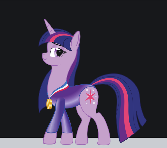 Size: 2755x2436 | Tagged: safe, artist:vasillium, derpibooru import, twilight sparkle, unicorn, clothes, gold medal, gymnast, gymnastics, leotard, medal, solo