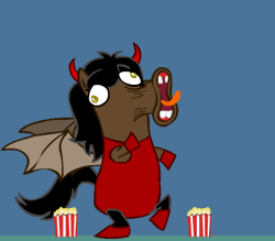 Size: 400x350 | Tagged: safe, derpibooru import, oc, unofficial characters only, bat pony, pony, animated, dumb running ponies, mulp, popcorn, solo, tongue out