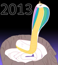 Size: 3000x3362 | Tagged: 2013, artist:ge-standards, cobra, derpibooru import, new year, original species, princess celestia, safe, snake, snakelestia, snake pony, species swap