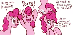 Size: 1200x579 | Tagged: artist:whatsapokemon, clone, clones, cute, dead source, derpibooru import, diapinkes, fun fun fun, multeity, party, pinkie clone, pinkie pie, safe, too many pinkie pies