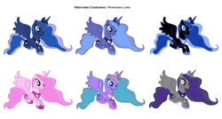 Size: 4370x2343 | Tagged: safe, artist:mcawesomebrony, artist:pika-robo, derpibooru import, nightmare moon, princess luna, alicorn, pony, luna eclipsed, alternate costumes, ethereal mane, female, hoof shoes, mare, night guard, palette swap, peytral, prone, recolor, s1 luna, simple background, spread wings, starry mane, transparent background, vector, wings