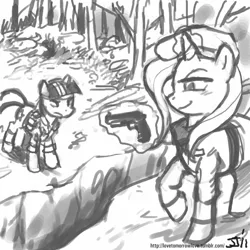 Size: 800x800 | Tagged: artist:johnjoseco, crossover, derpibooru import, grayscale, gun, konami, metal gear, metal gear solid 3, monochrome, naked snake, pistol, revolver ocelot, safe, trixie, twilight sparkle