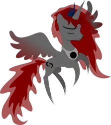 Size: 844x947 | Tagged: safe, artist:demonreapergirl, derpibooru import, oc, unofficial characters only, alicorn, pony, alicorn oc, eyes closed, hooves, horn, lineless, pointy ponies, simple background, solo, spread wings, transparent background, wings