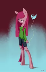 Size: 1280x2000 | Tagged: anthro, artist:swomswom, balloon, emo, pinkamena diane pie, pinkie pie, safe, skinny, solo