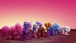 Size: 1920x1080 | Tagged: applejack, armor, artist:cmaggot, badass, badass adorable, cute, derpibooru import, fluttershy, fully clothed, helmet, knight, mane six, pinkie pie, rainbow dash, rarity, safe, twilight sparkle