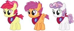 Size: 1600x683 | Tagged: safe, artist:evilfrenzy, derpibooru import, apple bloom, scootaloo, sweetie belle, earth pony, pegasus, pony, unicorn, applebuck, bandana, baseball cap, cap, colt, cutie mark crusaders, hat, male, rule 63, scooteroll, silver bell, simple background, white background